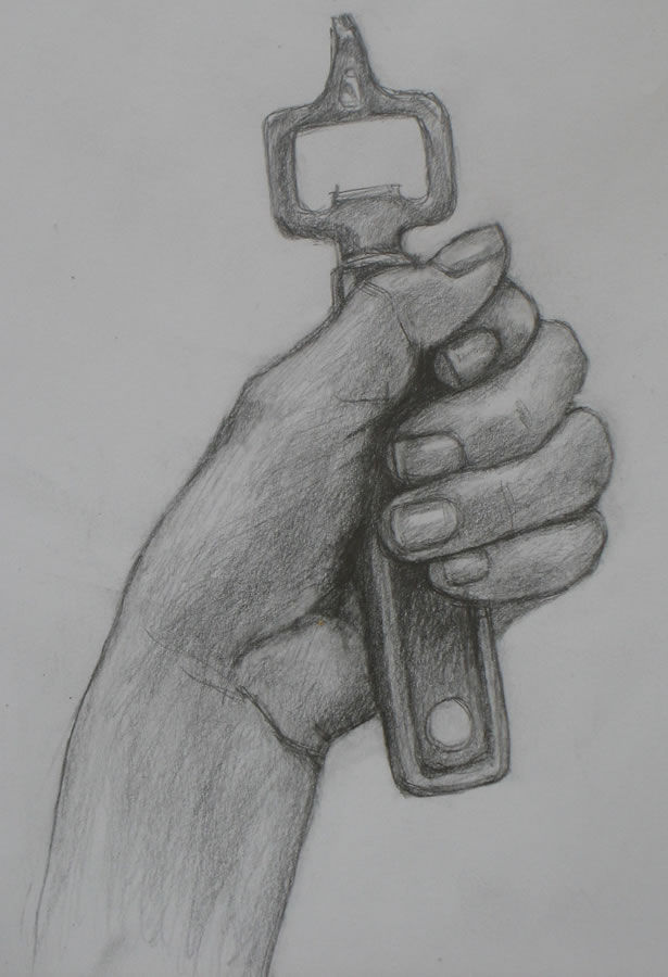 hand holding object drawing