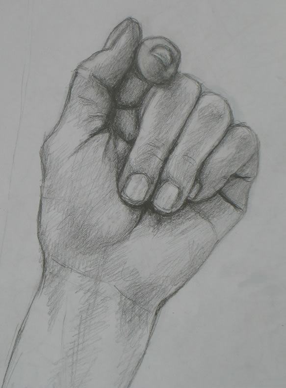 foreshortening hand drawing